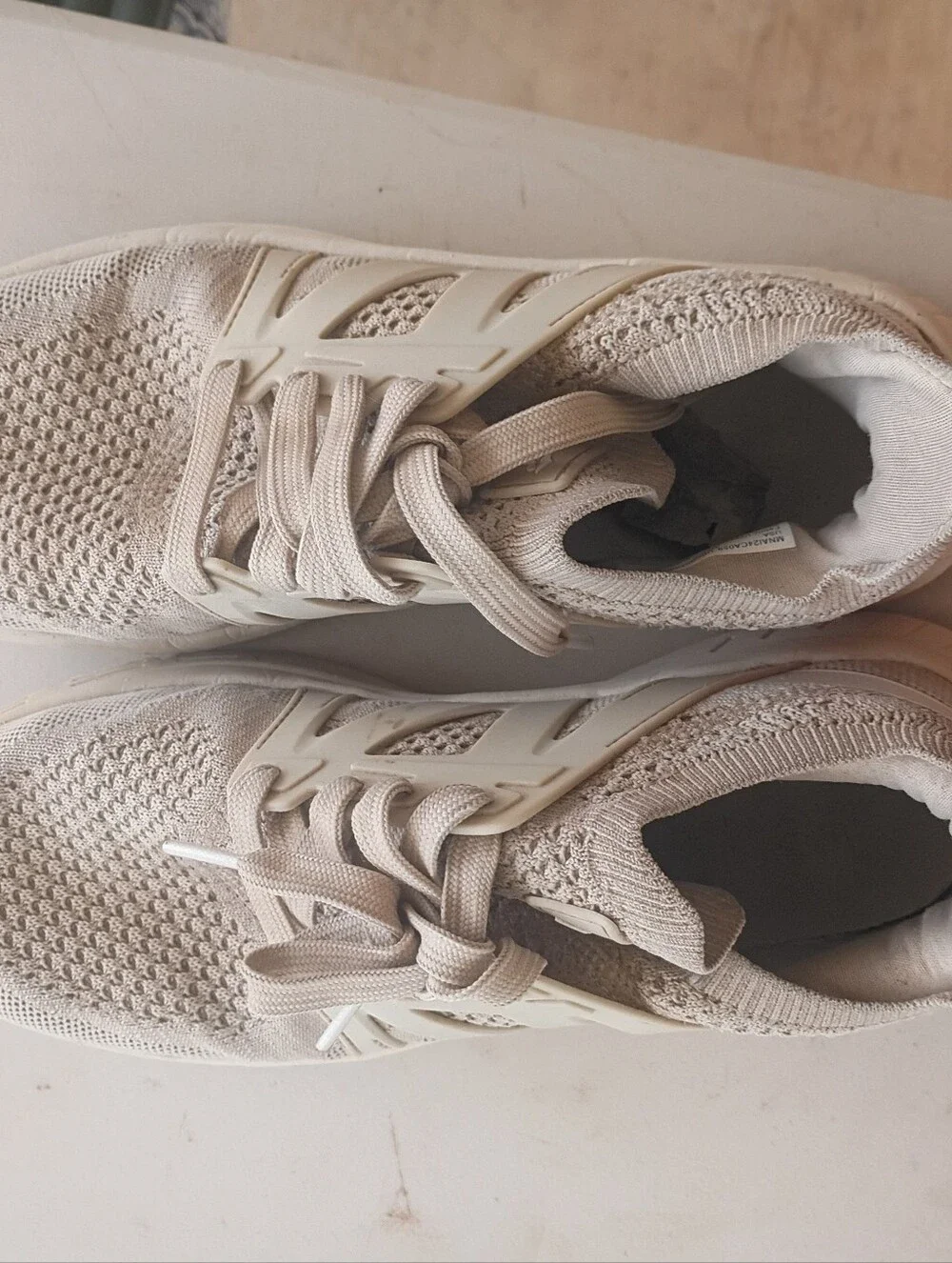 Avia Men's Knit Lace-Up Athletic Sneakers in Beige